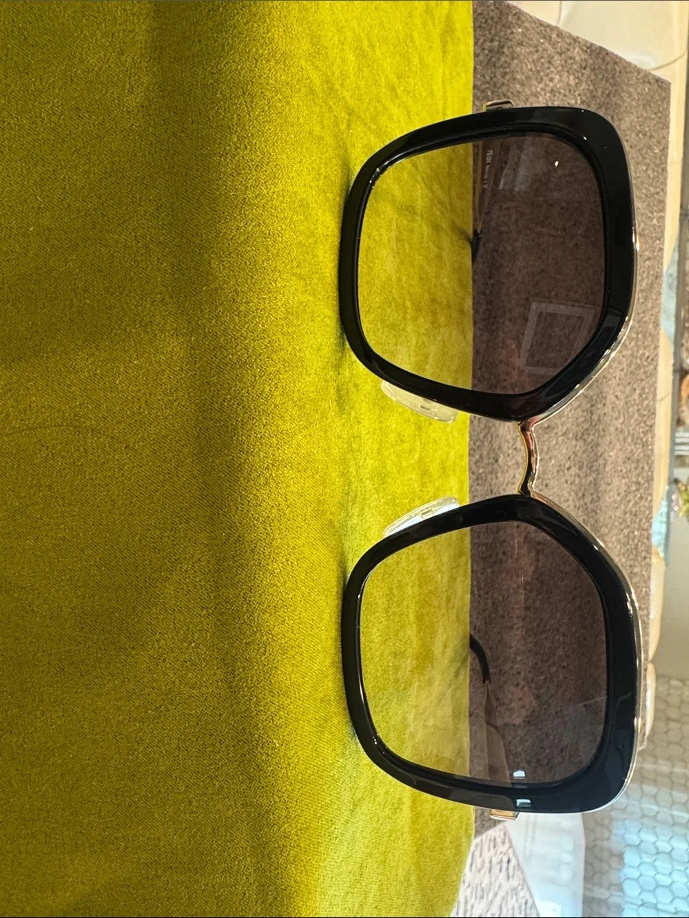 Prada Black Square Frame Sunglasses with Brown Lenses